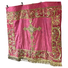 Embroidered Spanish Silk Altar Frontal Circa 1700