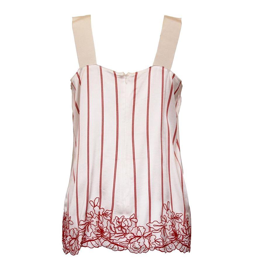 Acetate and viscose (42%) Red stripes print Embroidered Length cm 62 (24.4 inches)
