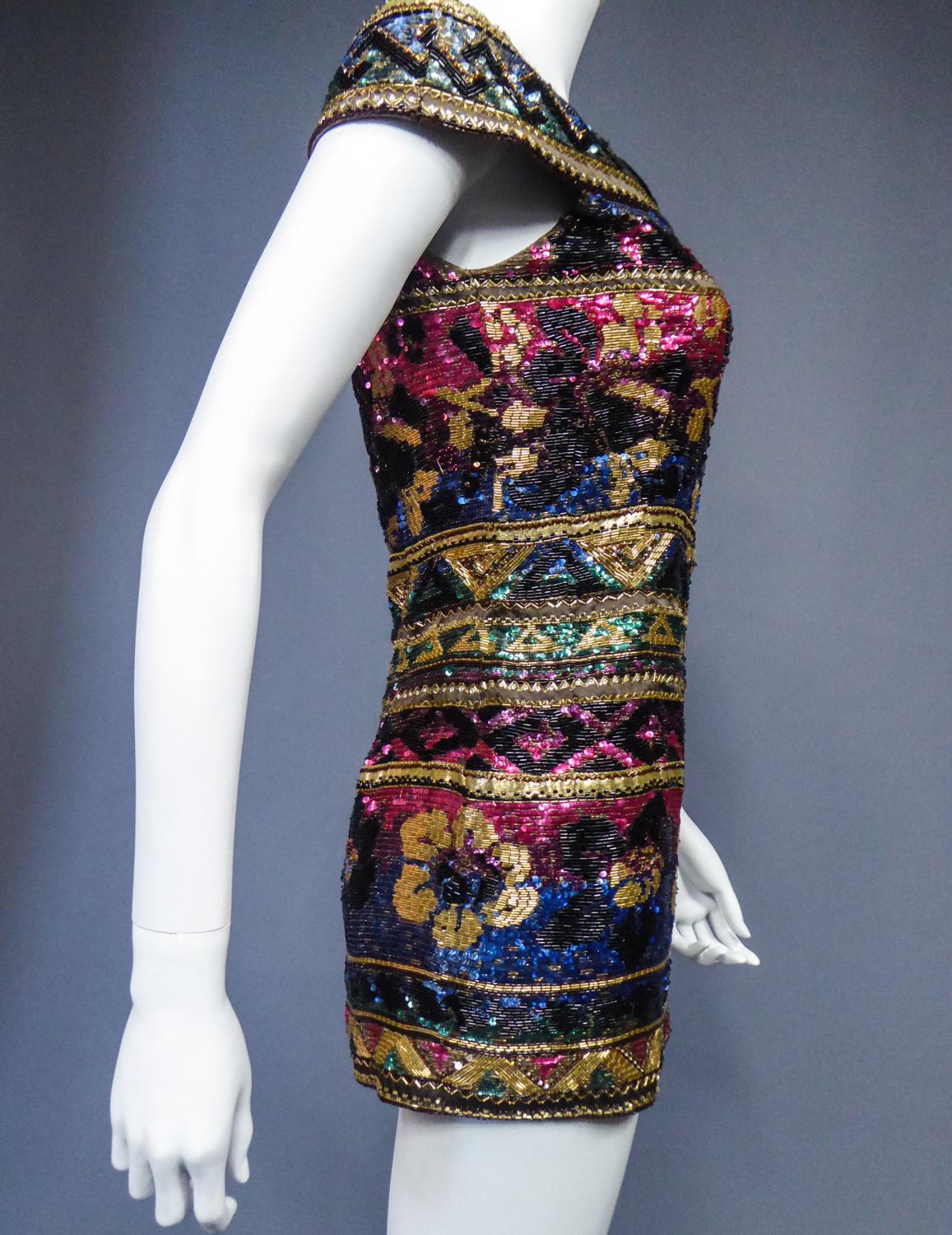 Tunique brodée du défilé Couture Run Way de Mila Schön ( attribuée à) fin 1980 en vente 5