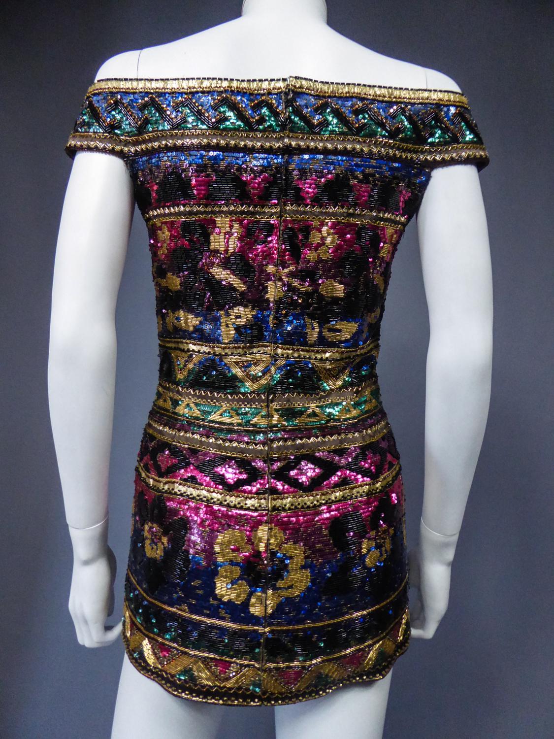 Embroidered Tunic from Couture Run Way by Mila Schön (Attributed To) Late 1980 For Sale 5