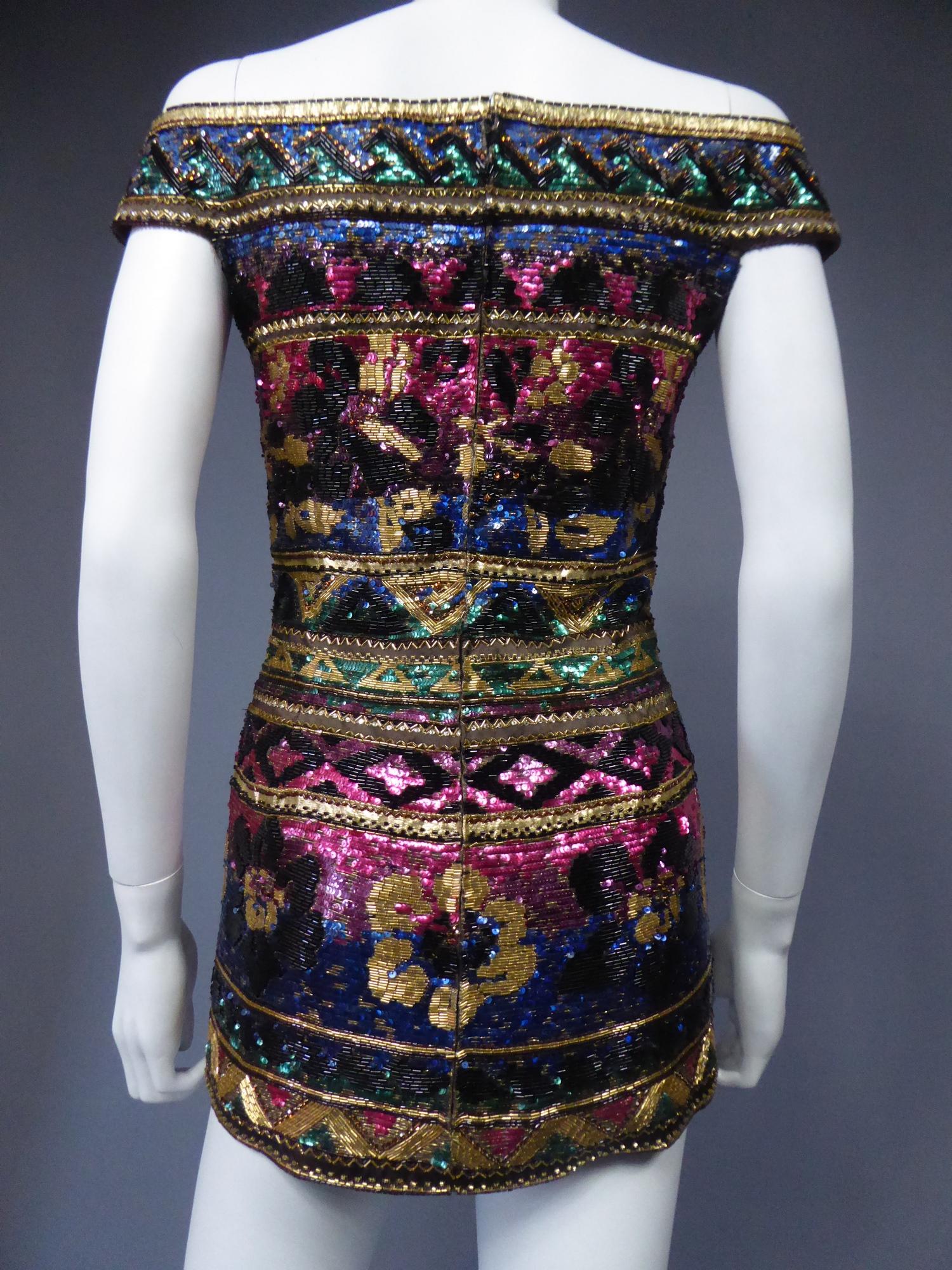Tunique brodée du défilé Couture Run Way de Mila Schön ( attribuée à) fin 1980 en vente 8