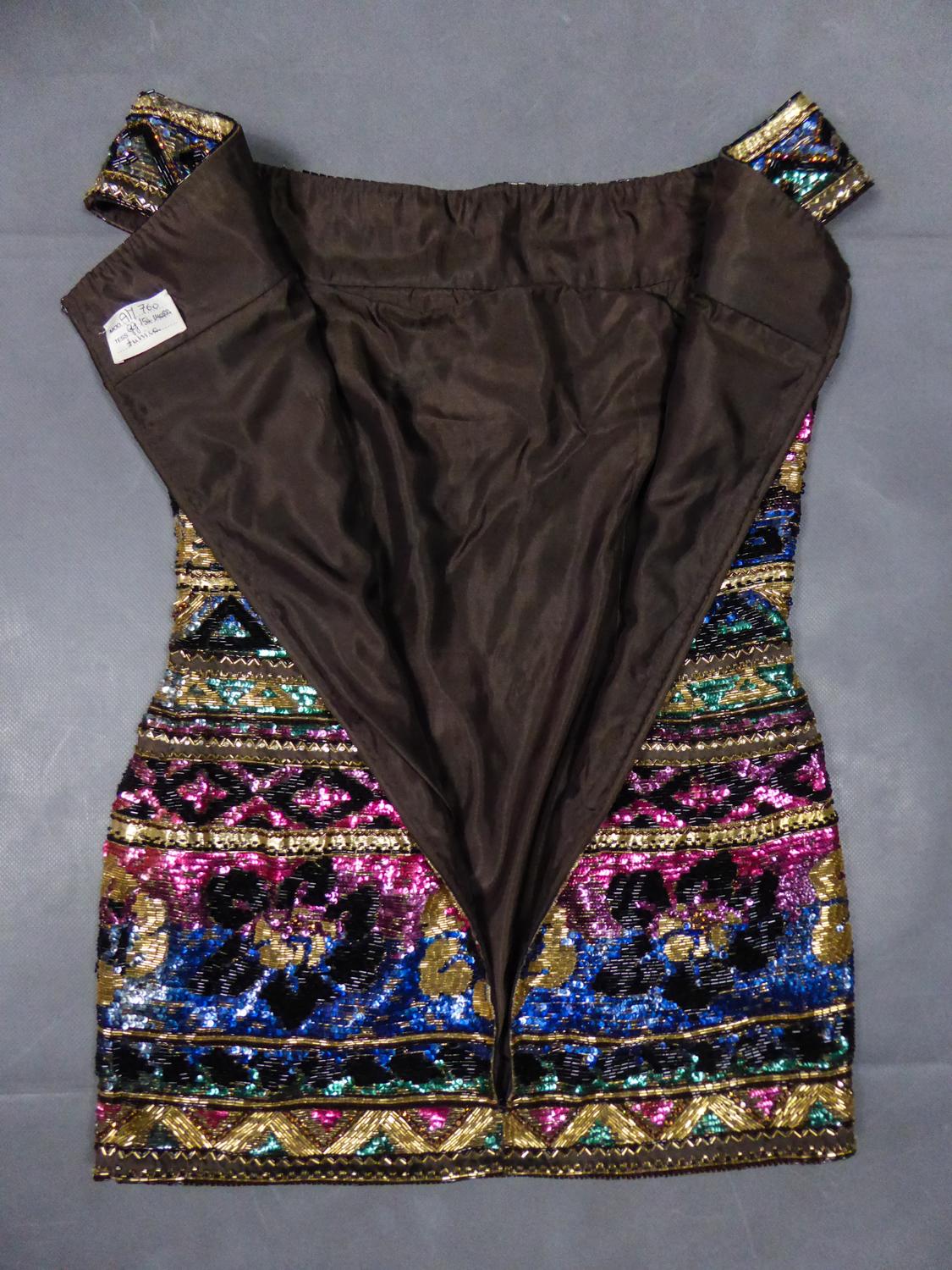 Tunique brodée du défilé Couture Run Way de Mila Schön ( attribuée à) fin 1980 en vente 9