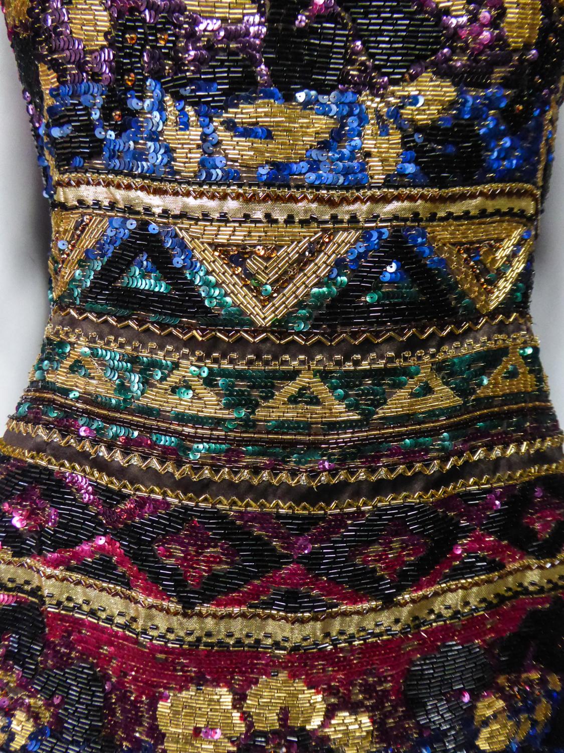 Tunique brodée du défilé Couture Run Way de Mila Schön ( attribuée à) fin 1980 Bon état - En vente à Toulon, FR