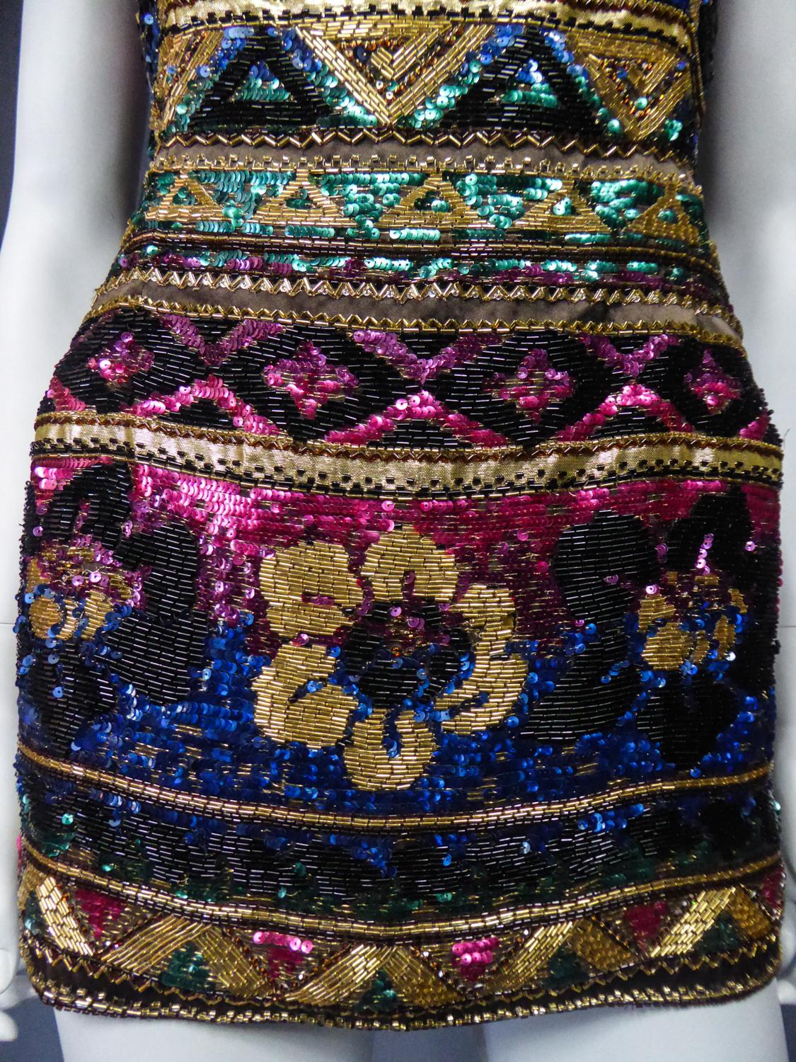Tunique brodée du défilé Couture Run Way de Mila Schön ( attribuée à) fin 1980 Pour femmes en vente