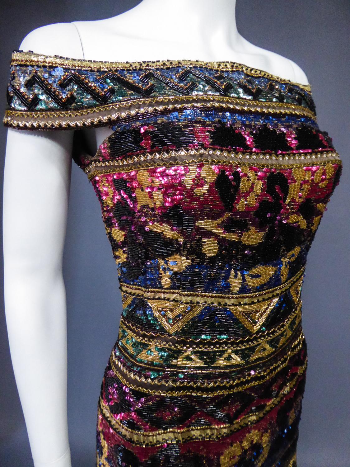 Tunique brodée du défilé Couture Run Way de Mila Schön ( attribuée à) fin 1980 en vente 3