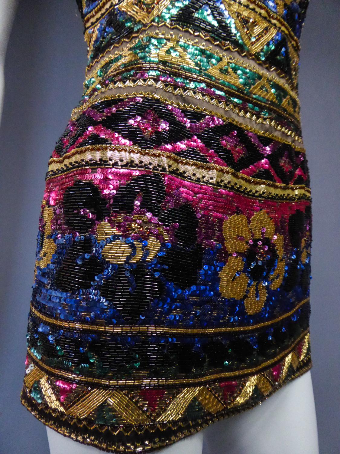 Tunique brodée du défilé Couture Run Way de Mila Schön ( attribuée à) fin 1980 en vente 4