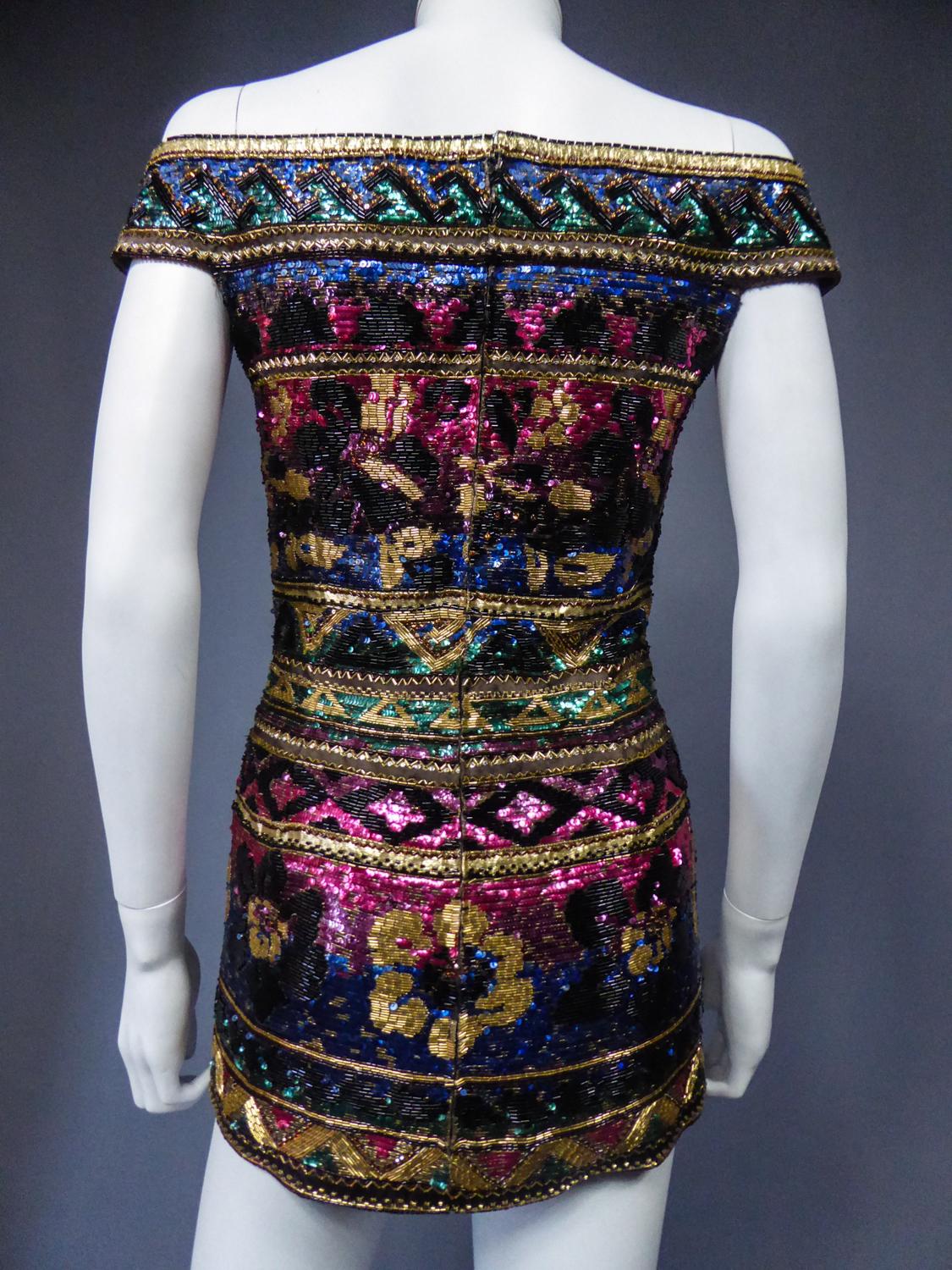 Tunique brodée de Couture Run Way par Mila Schön (Attribué à) Fin 1980 en vente 6