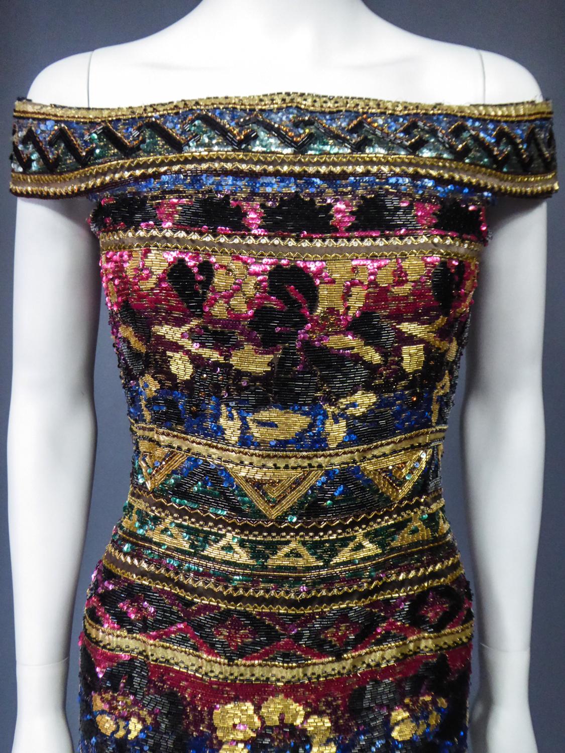 Tunique brodée de Couture Run Way par Mila Schön (Attribué à) Fin 1980 en vente 1