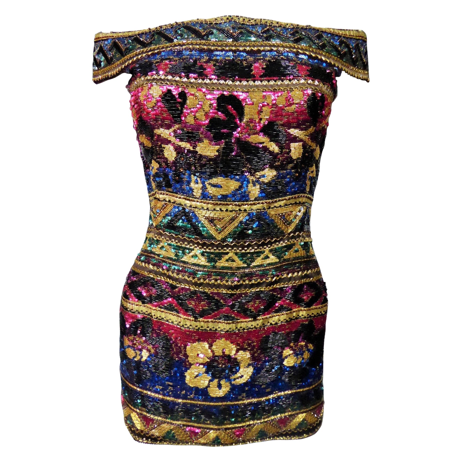 Tunique brodée de Couture Run Way par Mila Schön (Attribué à) Fin 1980 en vente
