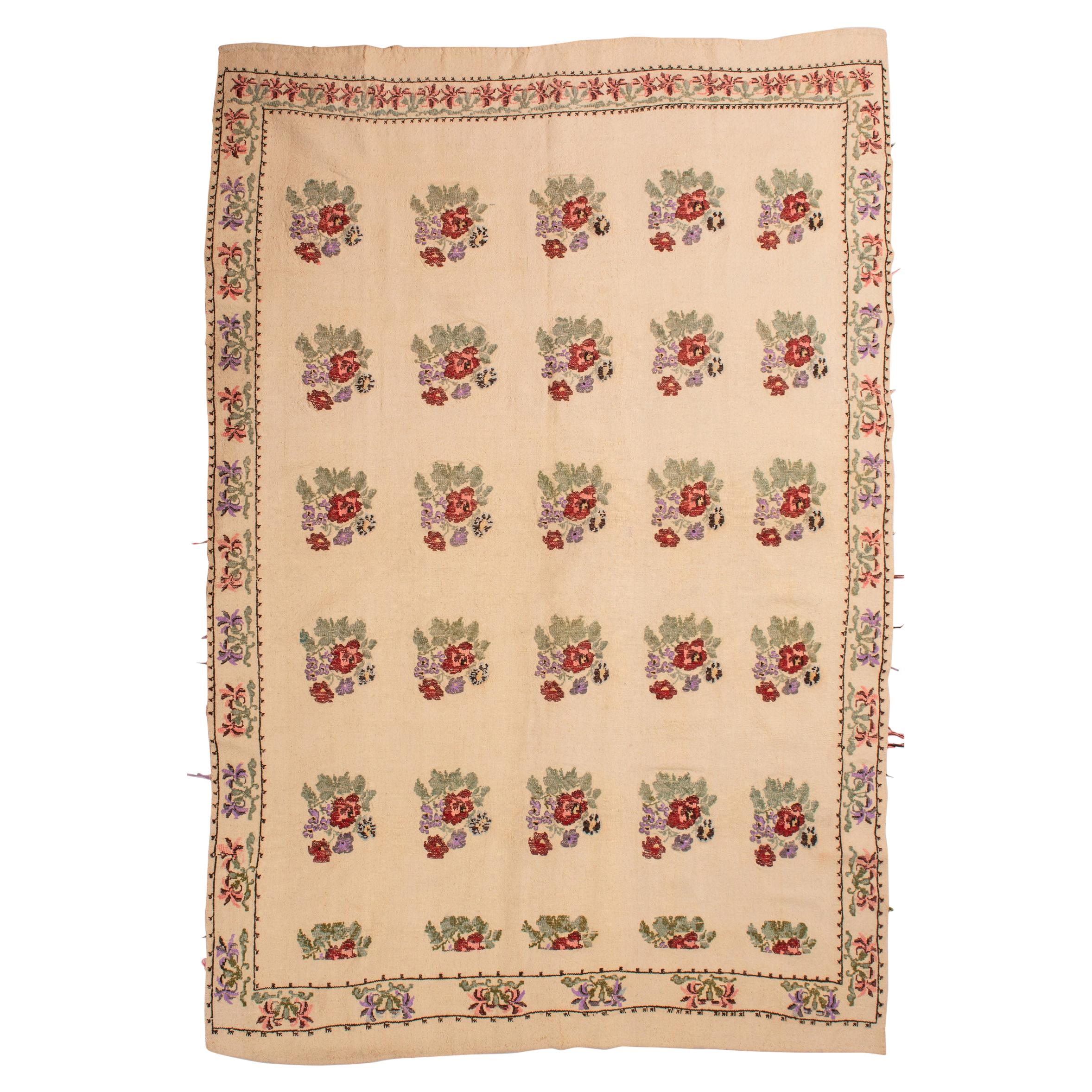 Embroidered Turkish Karapinar Carpet or Fabric For Sale