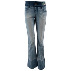 Bestickte Tailleband-Jeans mit geradem Bein, Größe S