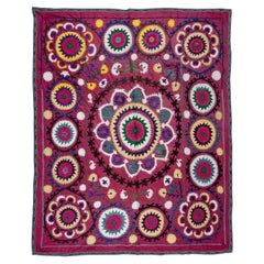 Embroidered Wall Hanging, Suzani Tablecloth, Vintage Bedspread in Red