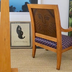 Embroidery by RF. Alvarez on Pair of Louis Philippe Armchairs, Navy and Bronze