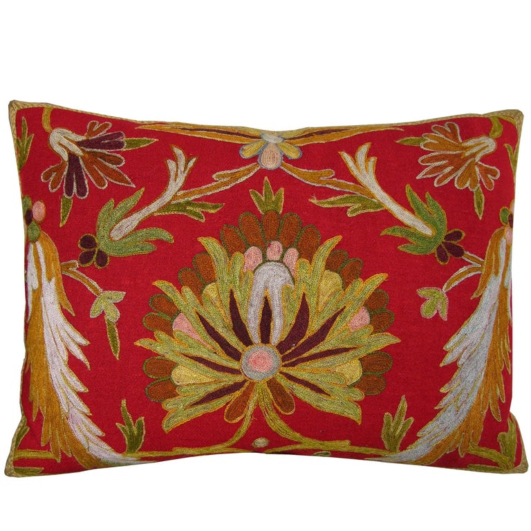 Embroidery Indian Pillow, circa 1800 1545p For Sale