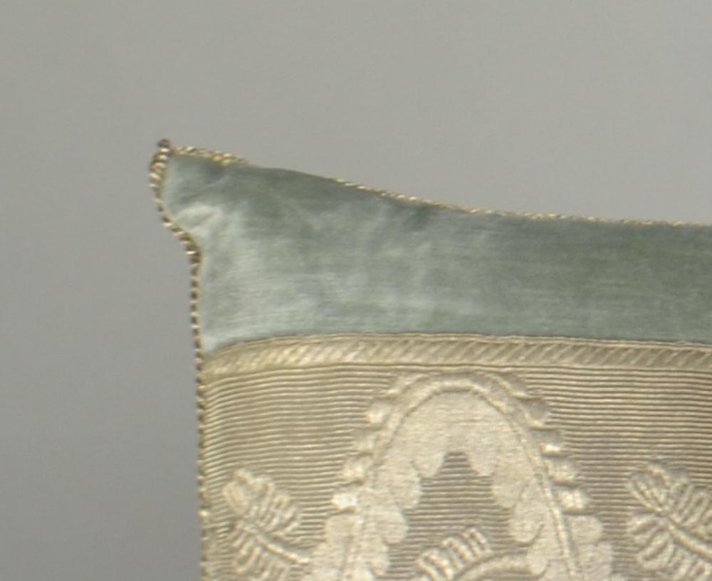 Hand-Crafted Embroidery Pillow, Antique Trim