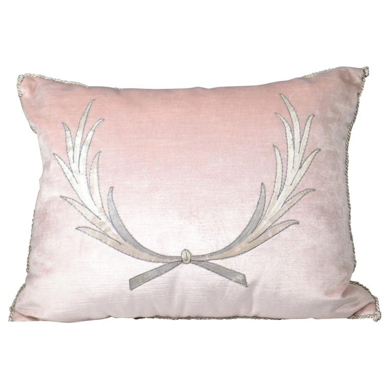 Embroidery Pillow, Antique Trim For Sale