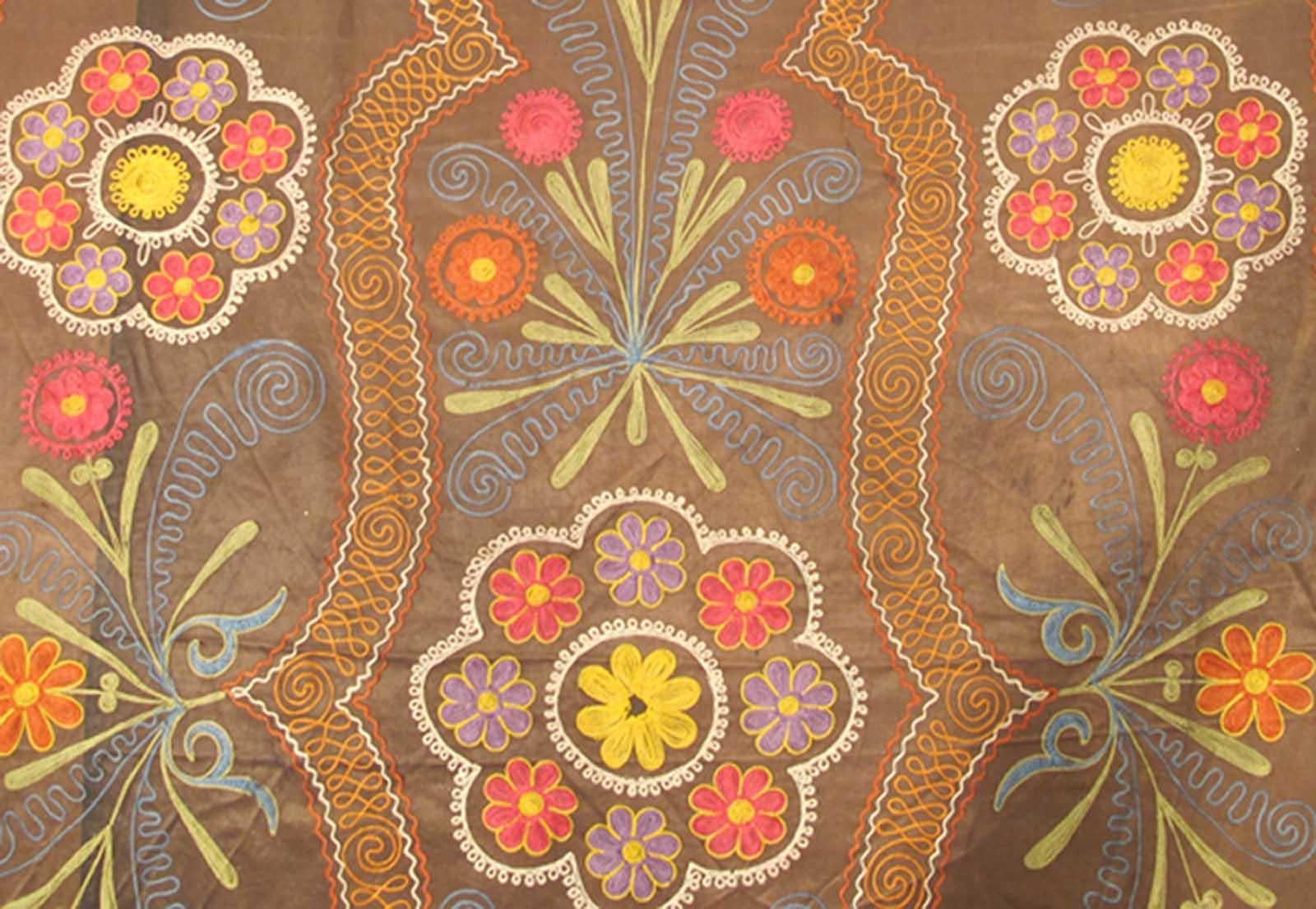 Uzbek Embroidery Suzani Vintage with Medallion Design