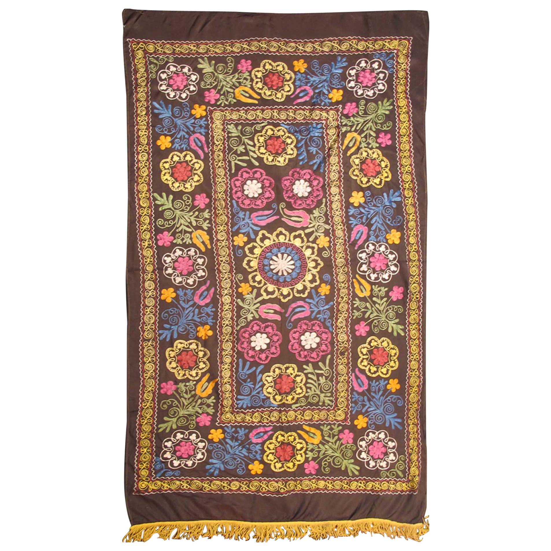Embroidery Suzani with Floral Design and Beautiful Vivid Colors