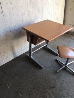 Embru Original 1960s Swiss Made School Bench, Desk, Office Table and Chair