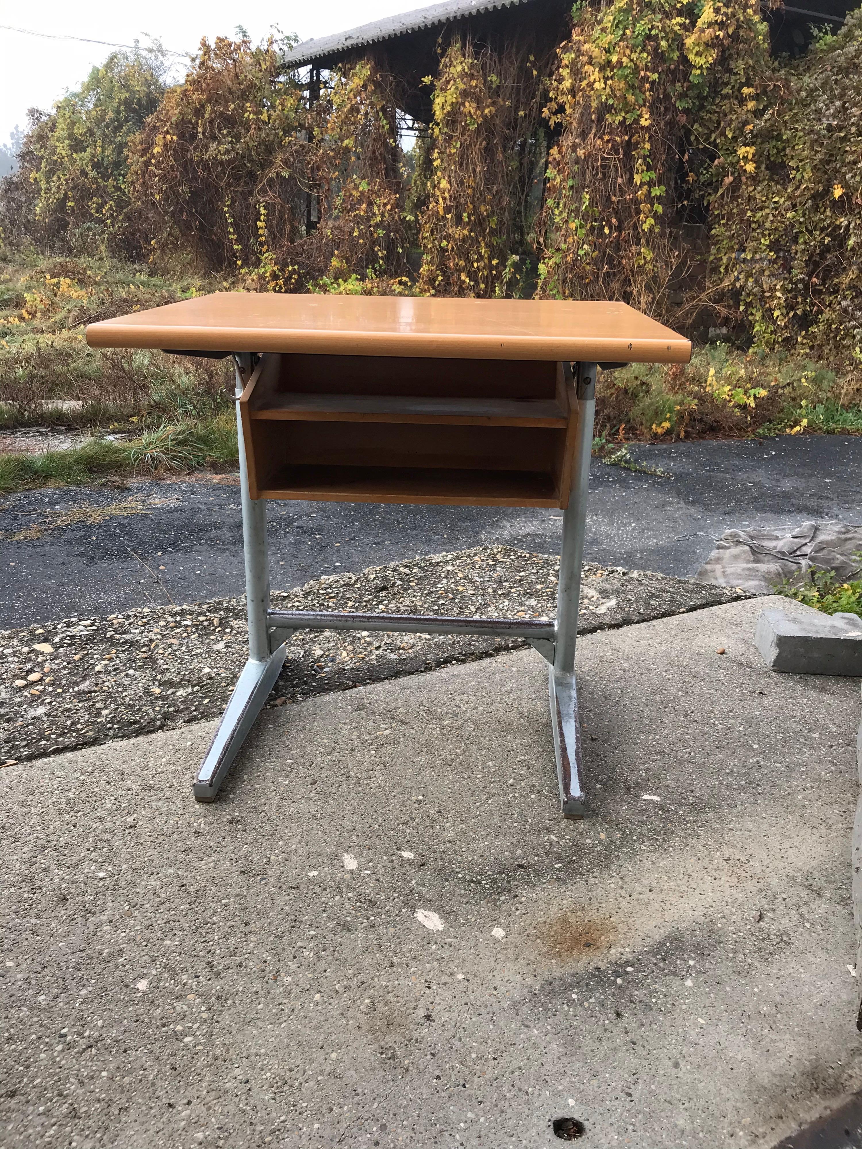 Embru Original 1960s Swiss Made School Bench, Desk, Office Table For Sale 2