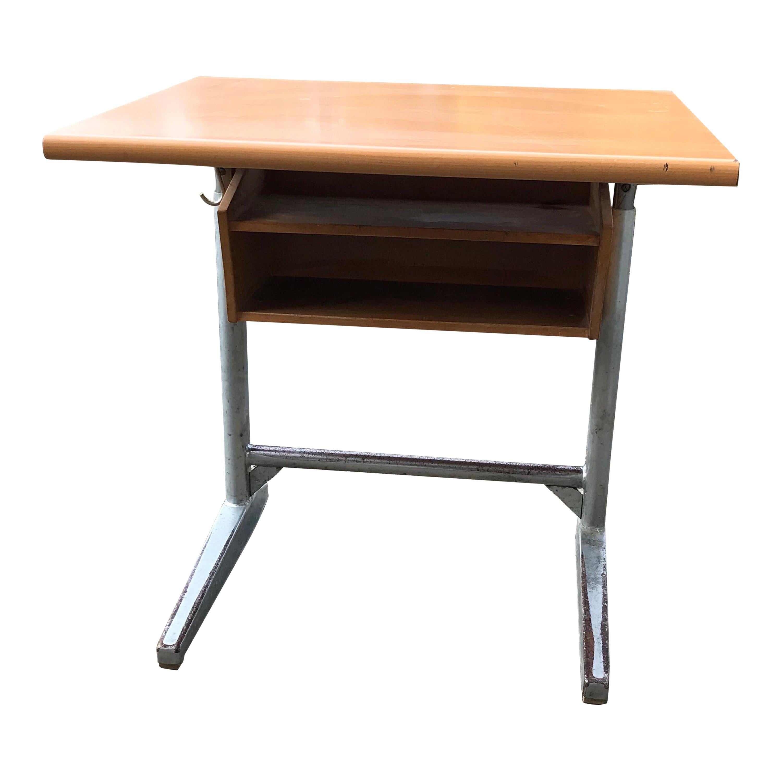 Embru Original 1960s Swiss Made School Bench, Desk, Office Table For Sale