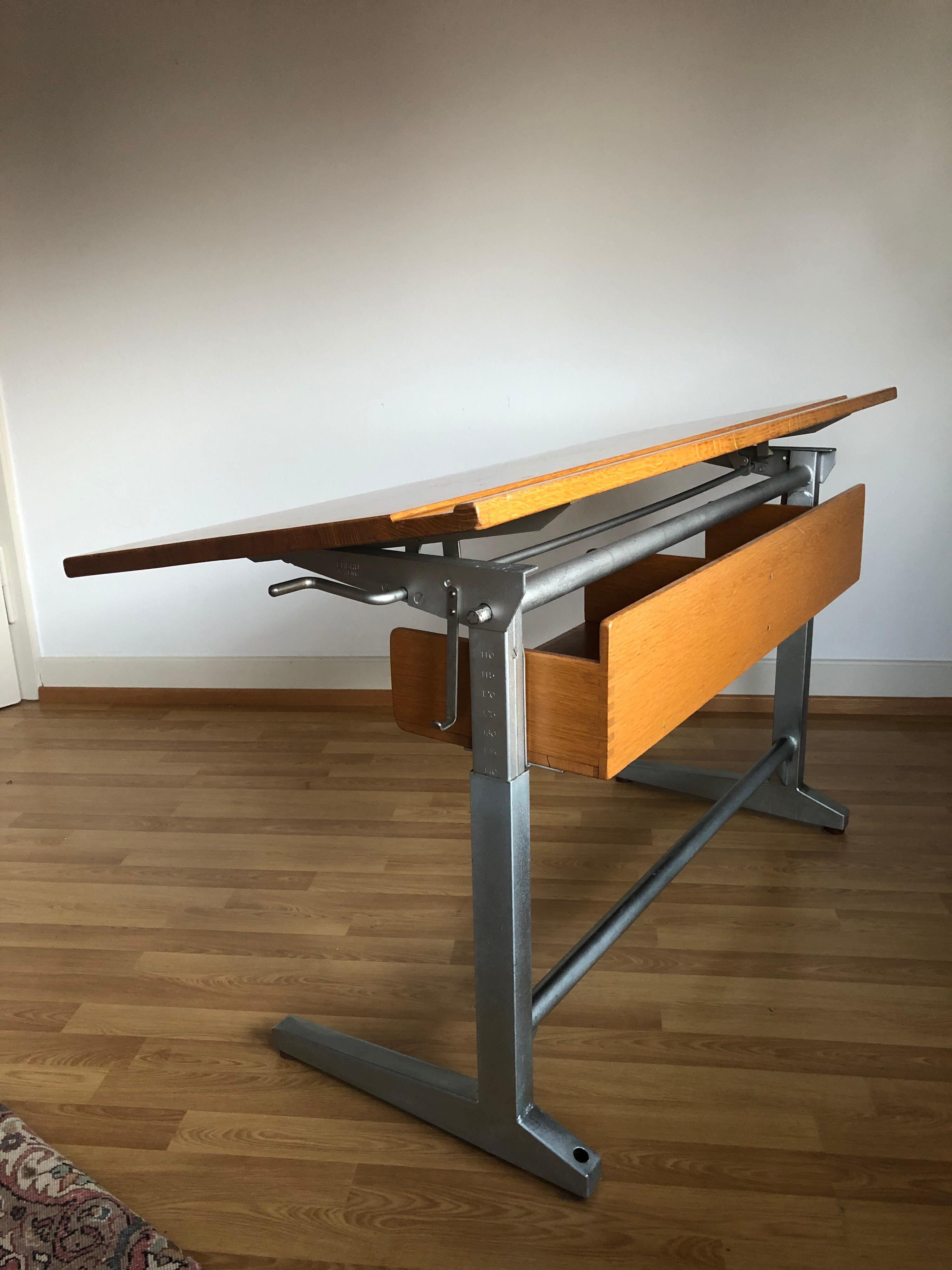Embru Patent 1989 Swiss Made Authentic School Desk Industrial Office Table In Good Condition In Sofia, BG
