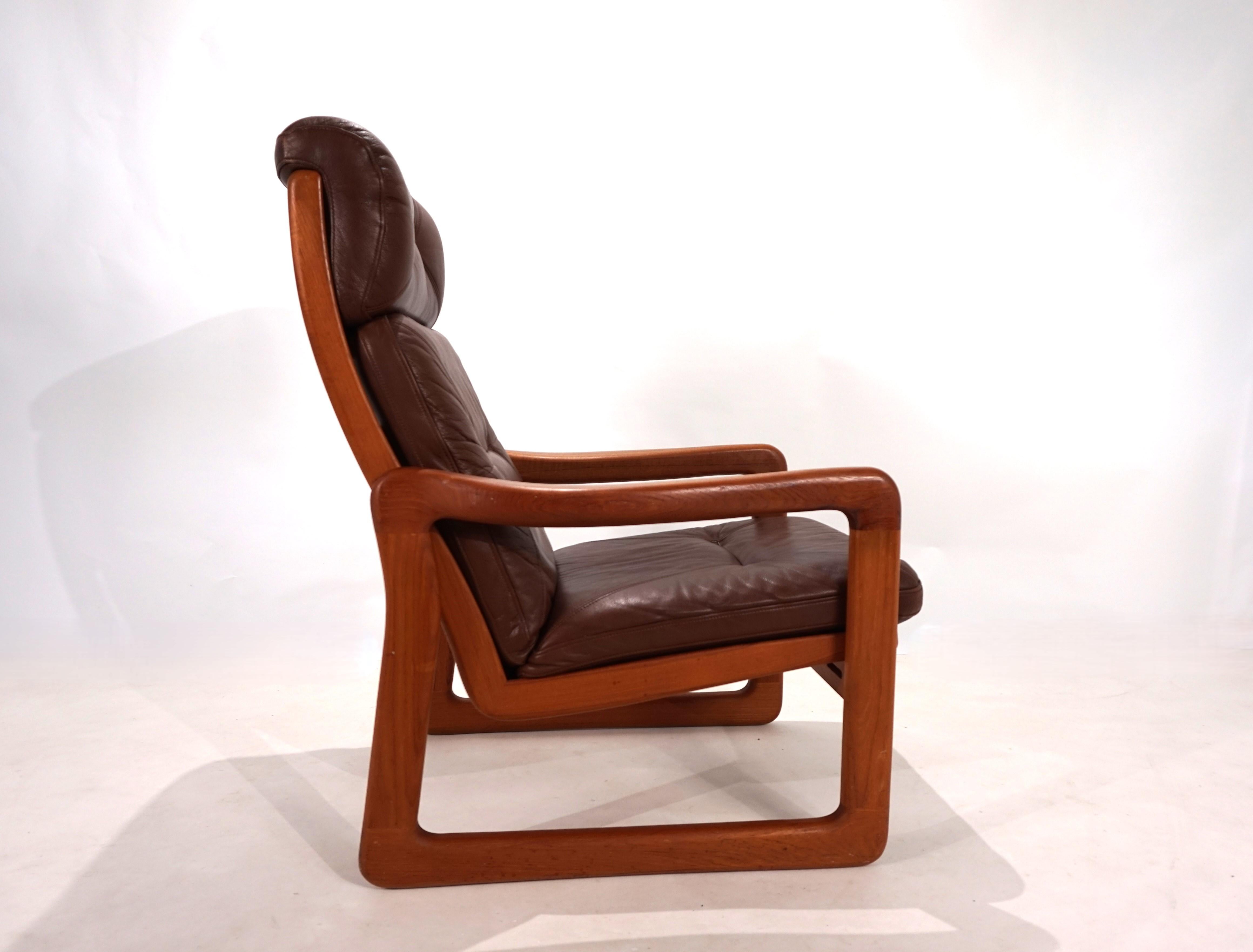 EMC teak leather armchair, 1960 For Sale 4