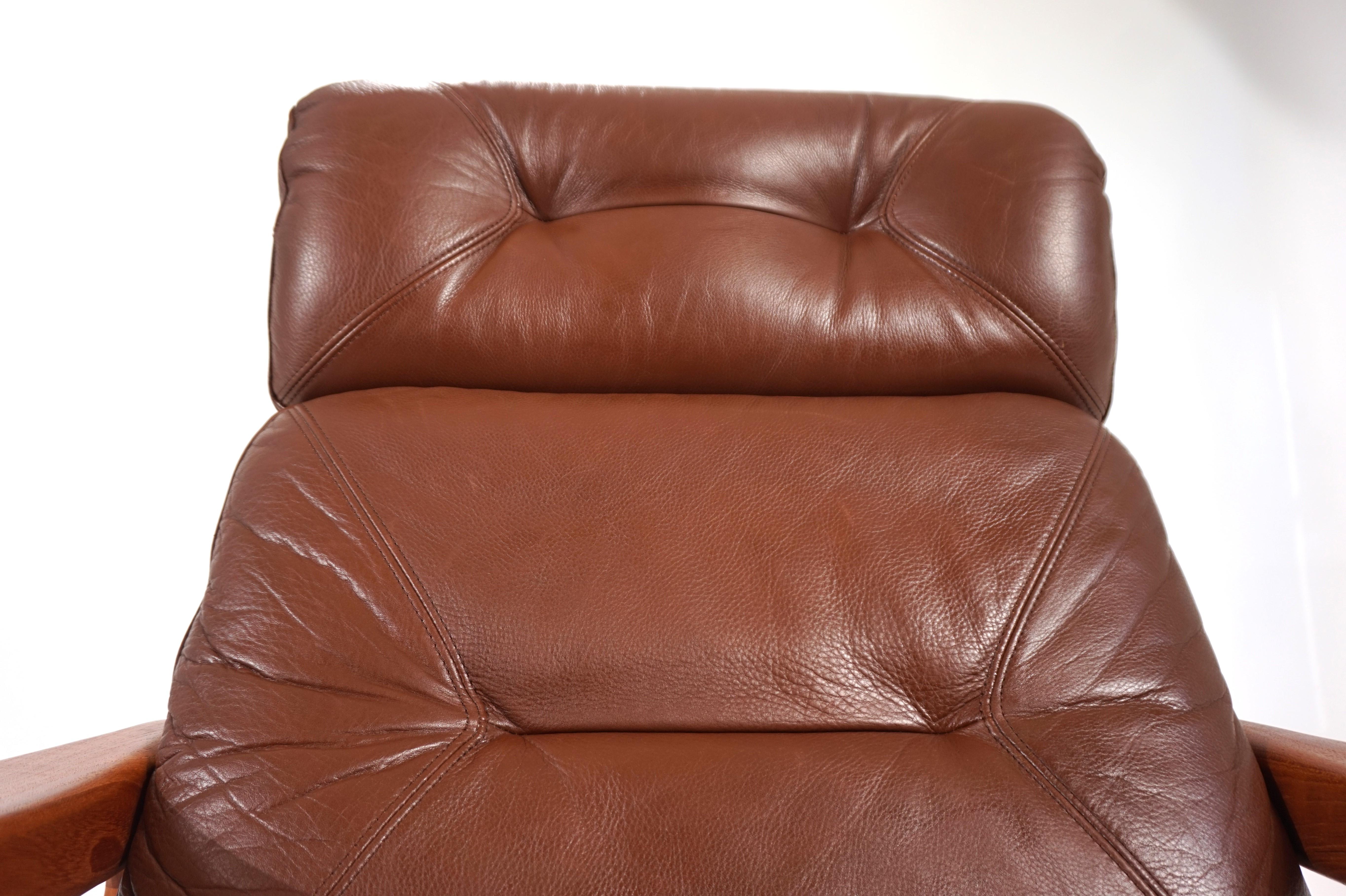 EMC teak leather armchair, 1960 For Sale 7