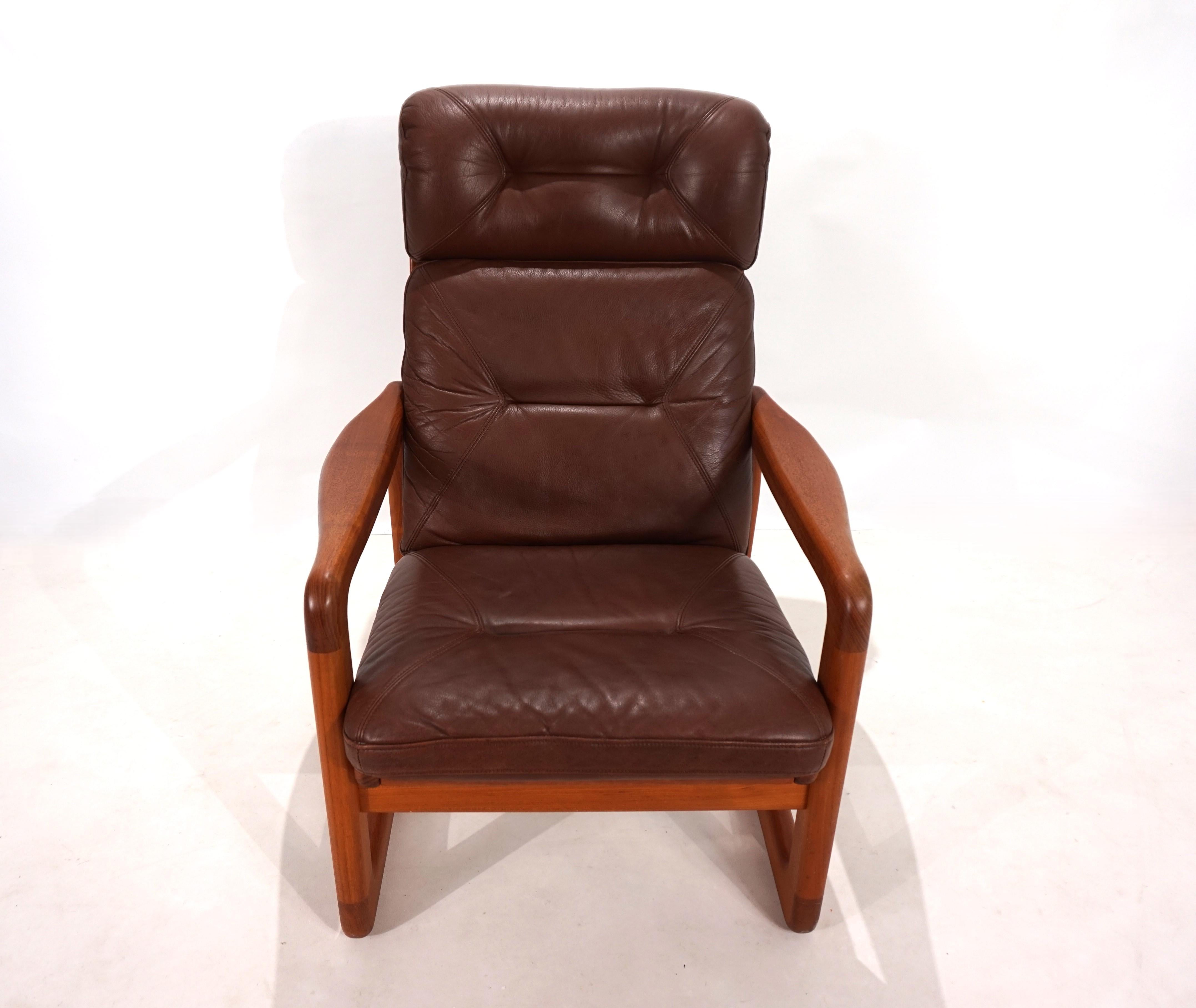 EMC teak leather armchair, 1960 For Sale 8