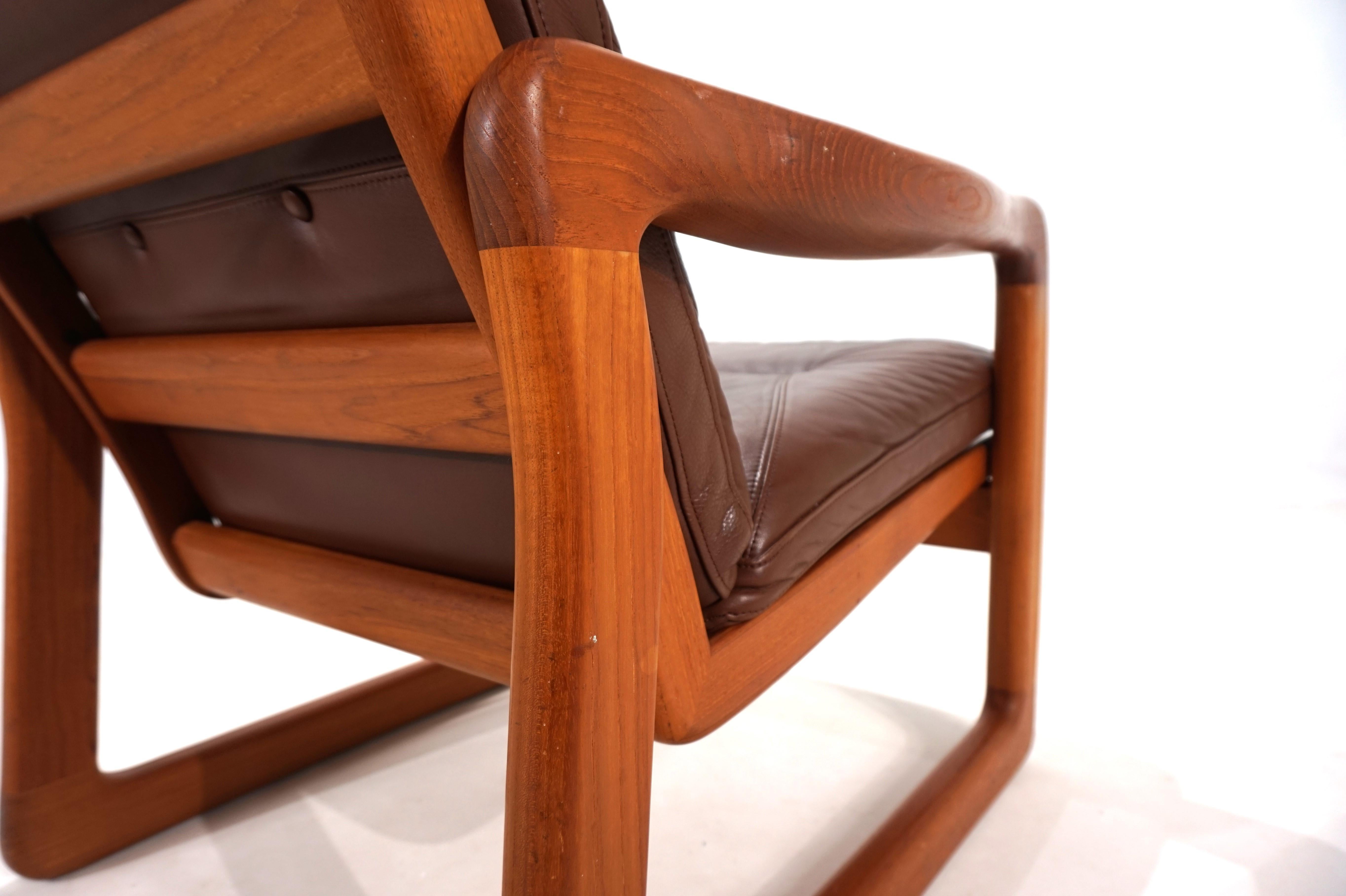 EMC teak leather armchair, 1960 For Sale 9