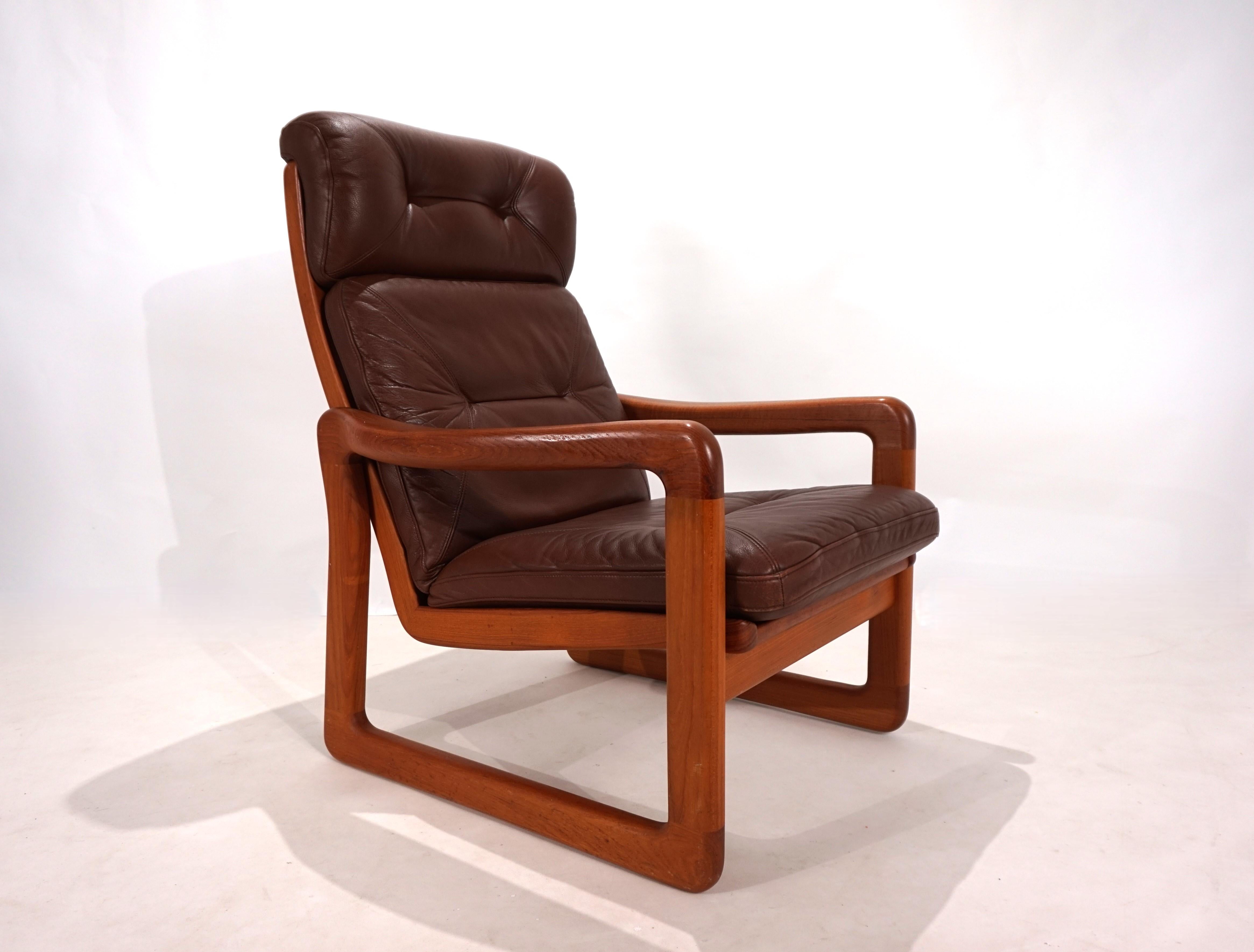 EMC teak leather armchair, 1960 For Sale 12