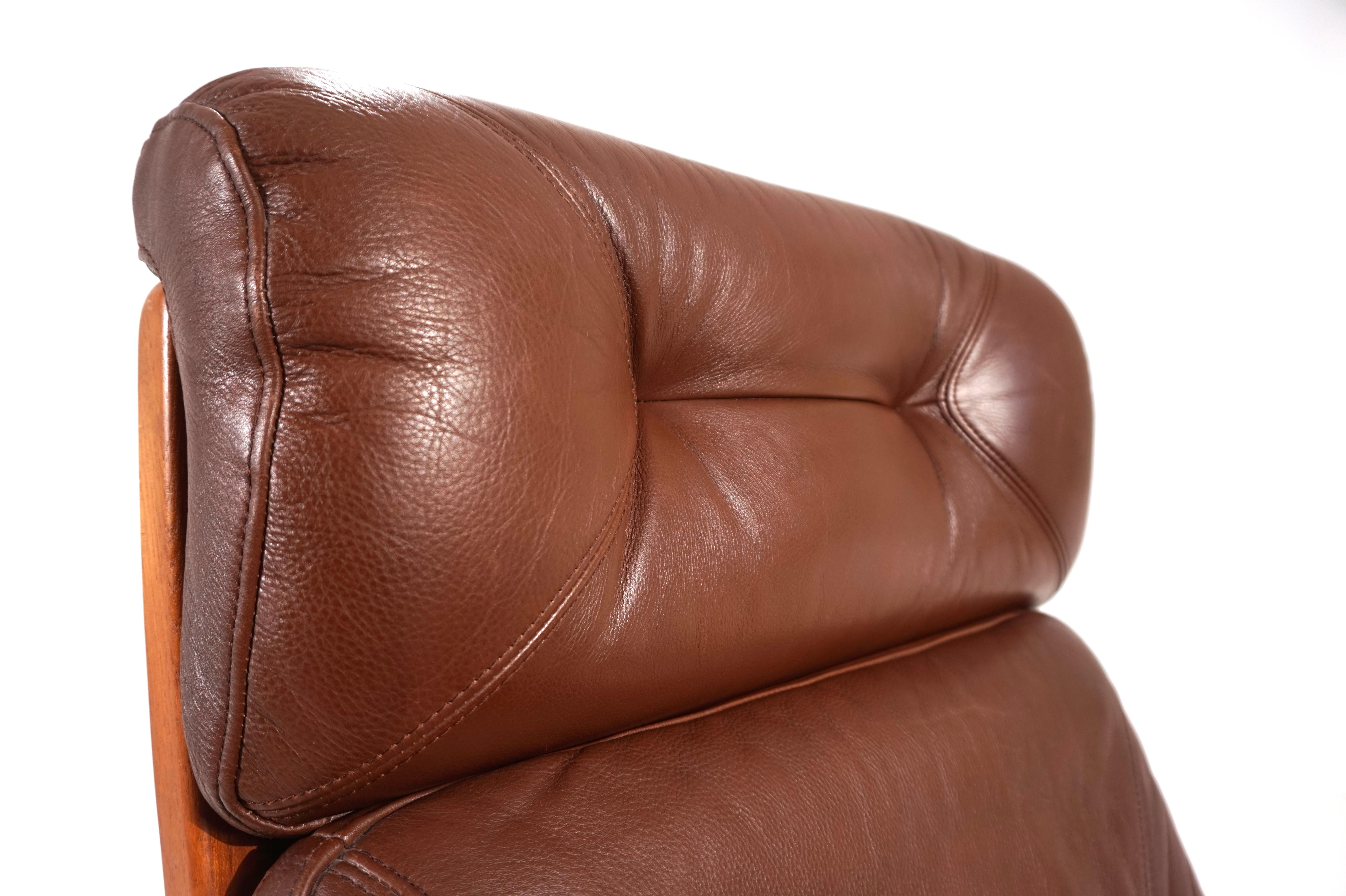 EMC teak leather armchair, 1960 For Sale 13