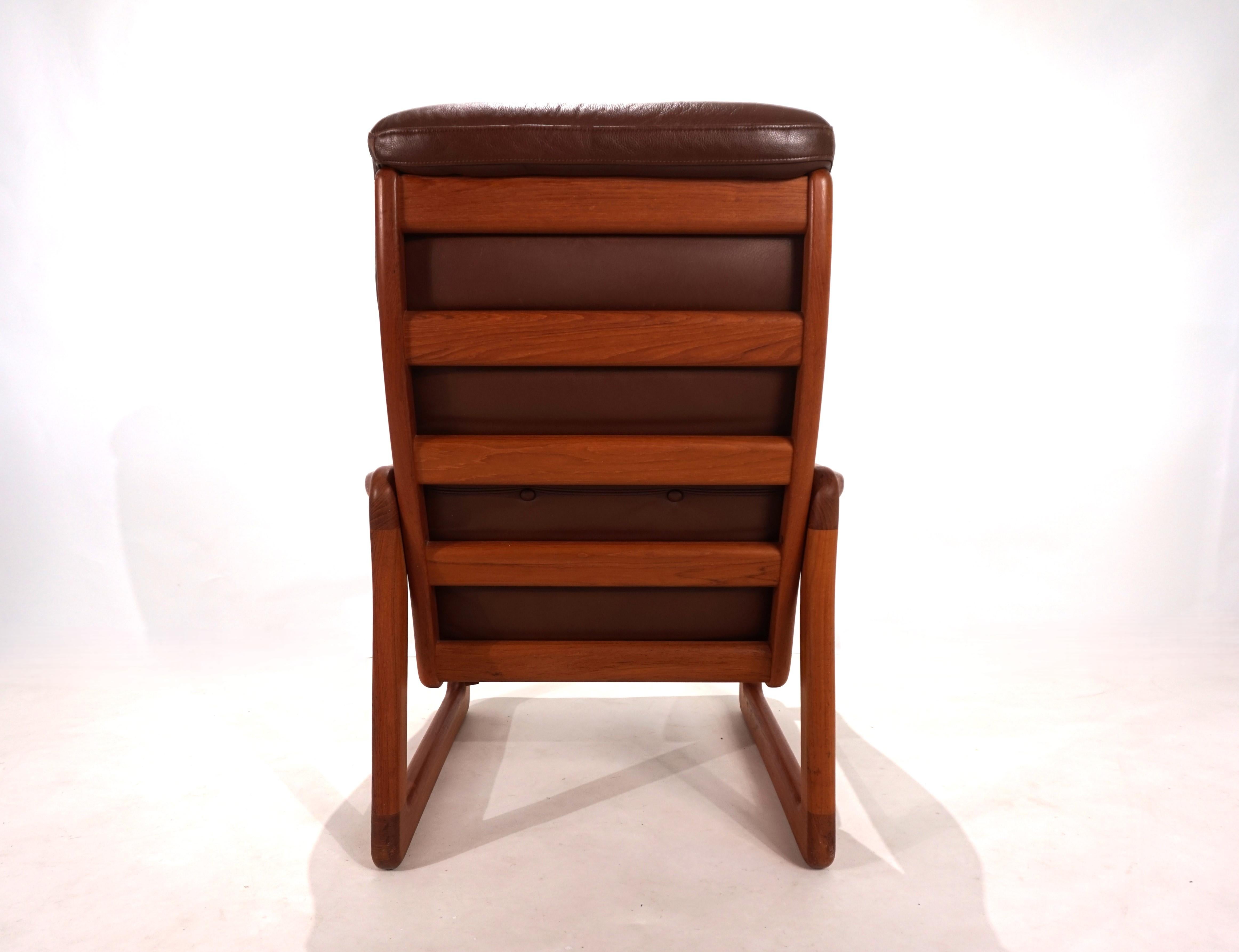 EMC teak leather armchair, 1960 For Sale 1