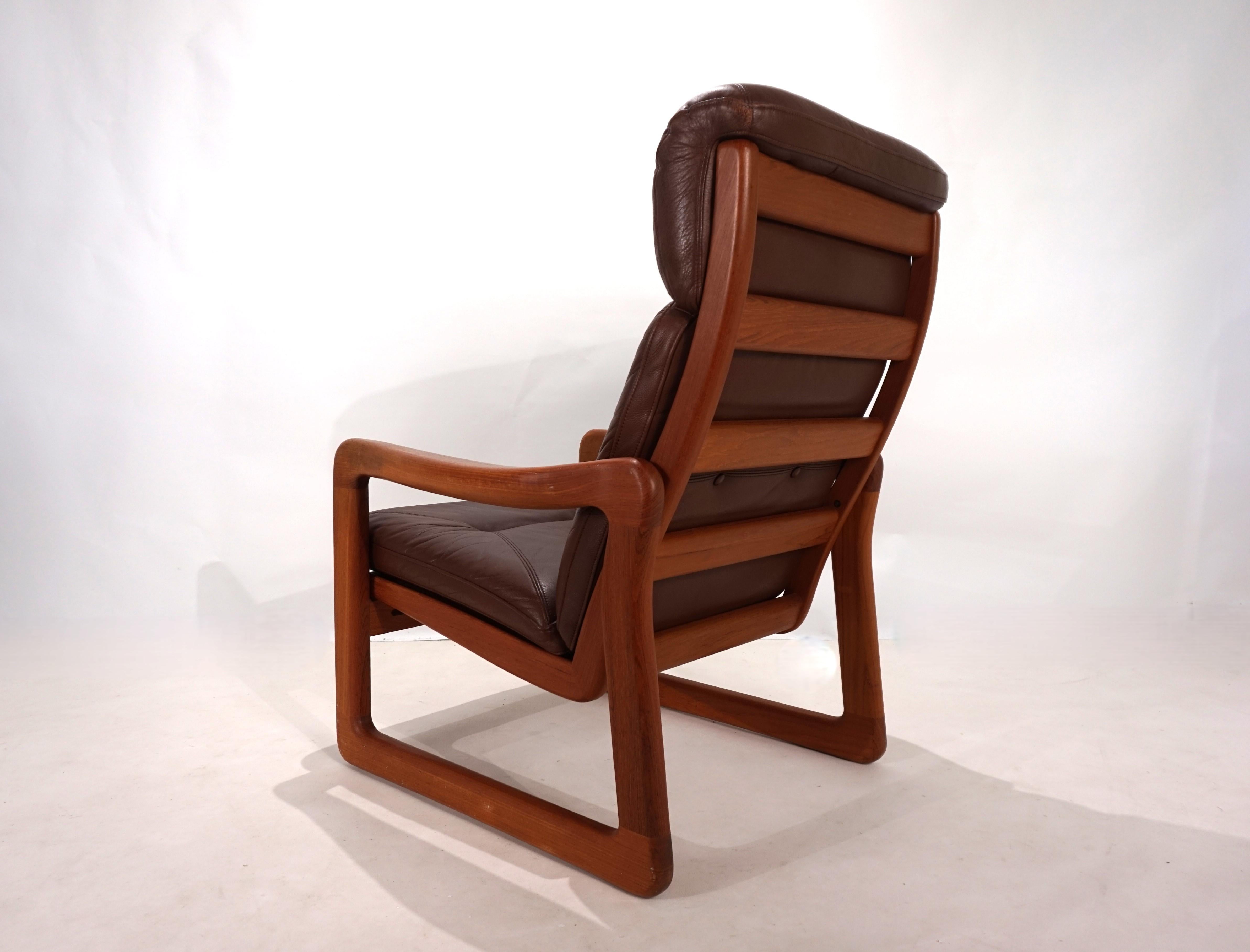 EMC teak leather armchair, 1960 For Sale 2