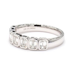Emearld Cut Bezel Set 1.06 Carats Halfway Eternity 18K WG *Natural Diamonds*