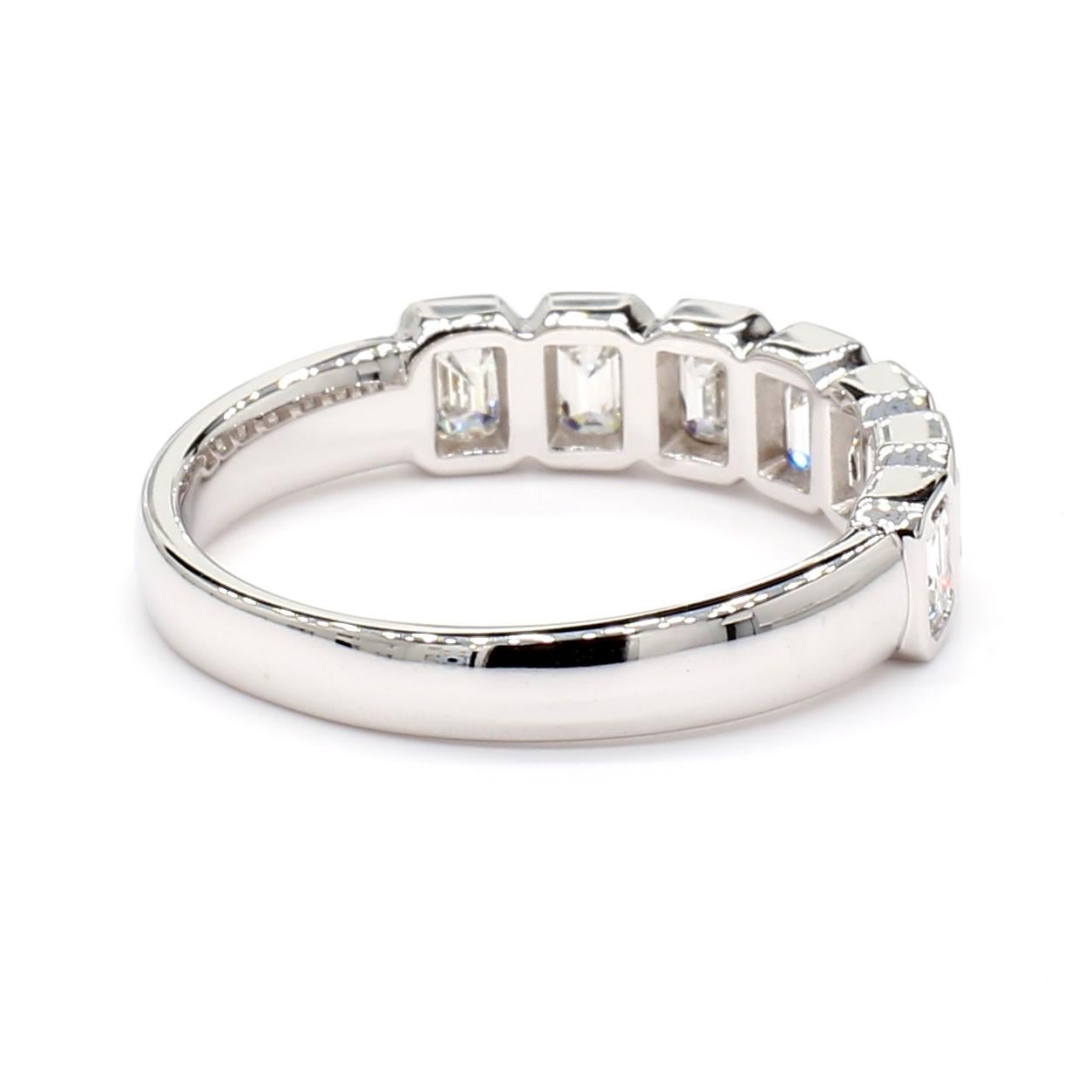 Emearld Cut Bezel Set 1.06 Carats Halfway Eternity 18K WG *Natural Diamonds* For Sale 1