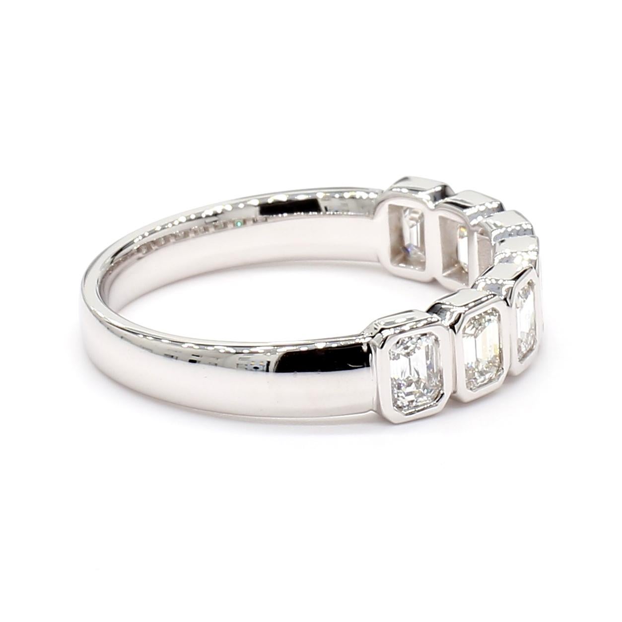 Emearld Cut Bezel Set 1.06 Carats Halfway Eternity 18K WG *Natural Diamonds* For Sale 2