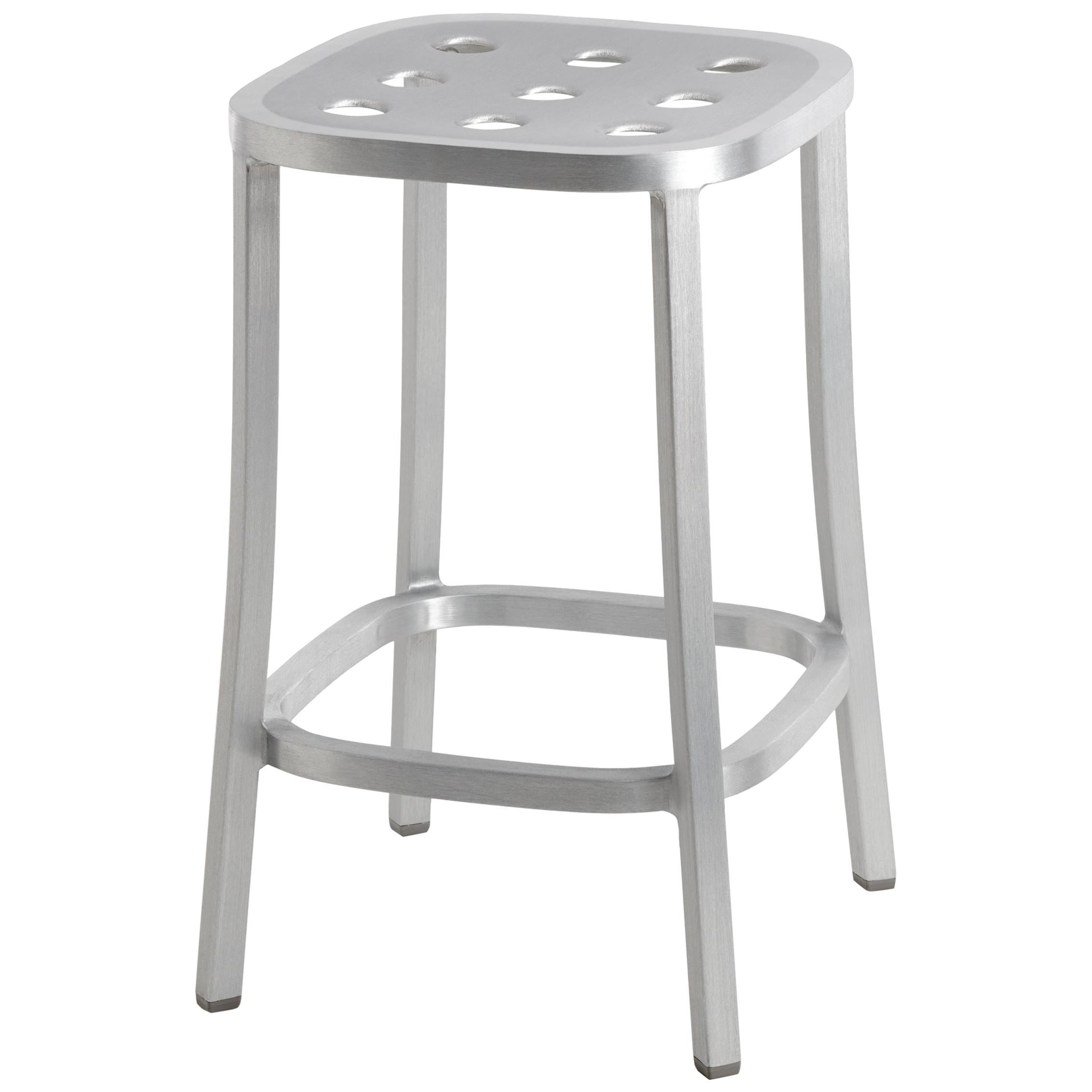 Emeco 1 Inch All Aluminum Counter Stool by Jasper Morrison, 1stdibs Exclusive