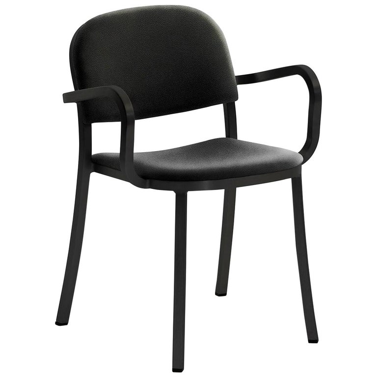 Emeco 1 Inch Armchair in Black Frame & Black Upholstery by Jasper Morrison For Sale
