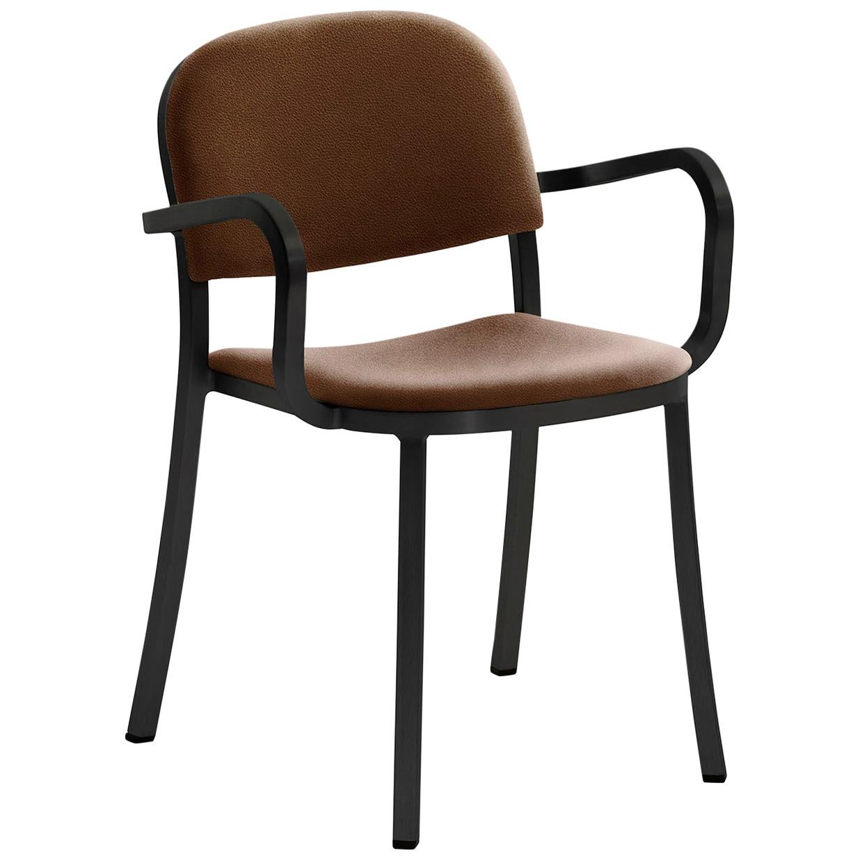 Emeco 1 Inch Armchair in Black Frame & Brown Upholstery by Jasper Morrison