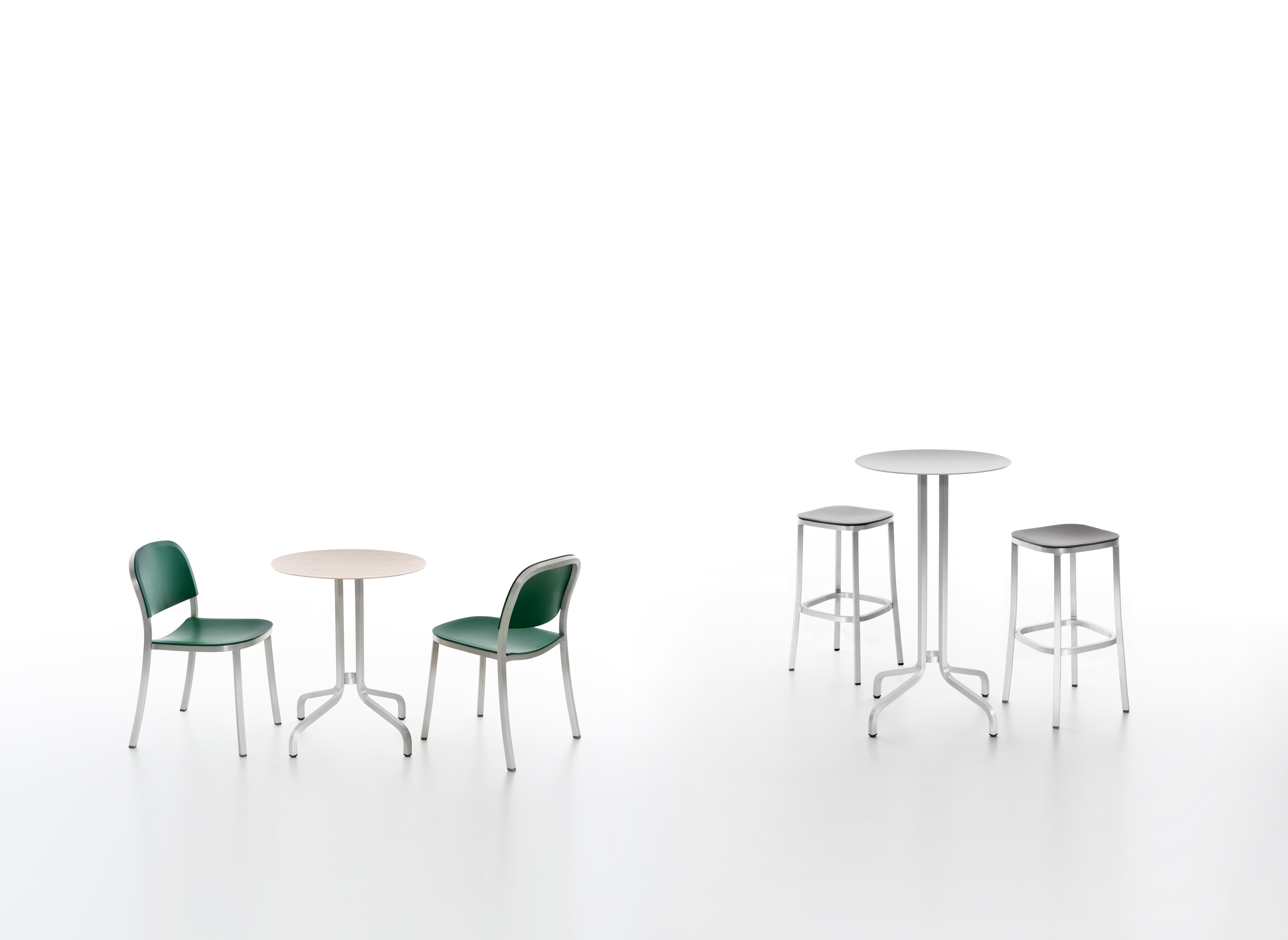 Contemporary Emeco 1 Inch Barstool in Brushed Aluminum and Green by Jasper Morrison For Sale