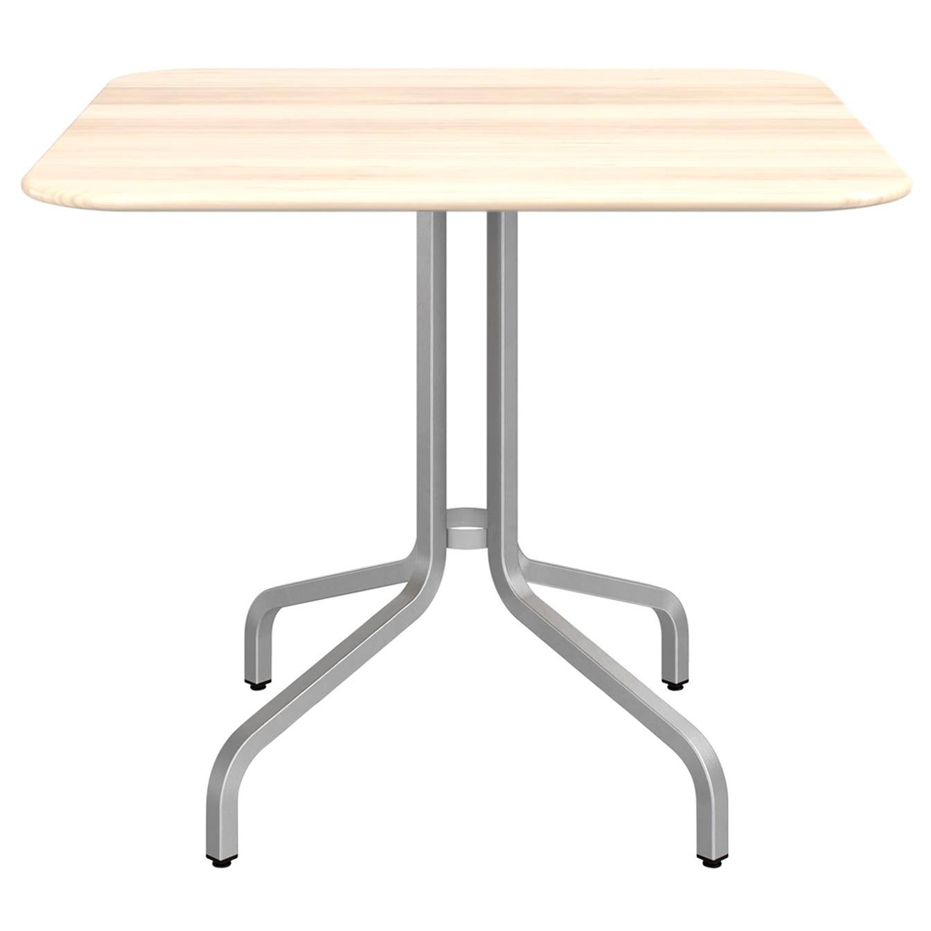 Emeco 1 Inch Large Cafe Table with Aluminum Legs & Wood Top by Jasper Morrison For Sale