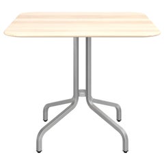 Emeco 1 Inch Large Cafe Table with Aluminum Legs & Wood Top by Jasper Morrison