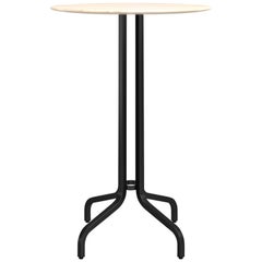 Emeco 1 Inch Large Round Bar Table with Black Legs & Wood Top by Jasper Morrison