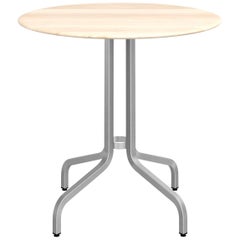 Emeco 1 Inch Medium Round Aluminum Cafe Table with Wood Top by Jasper Morrison