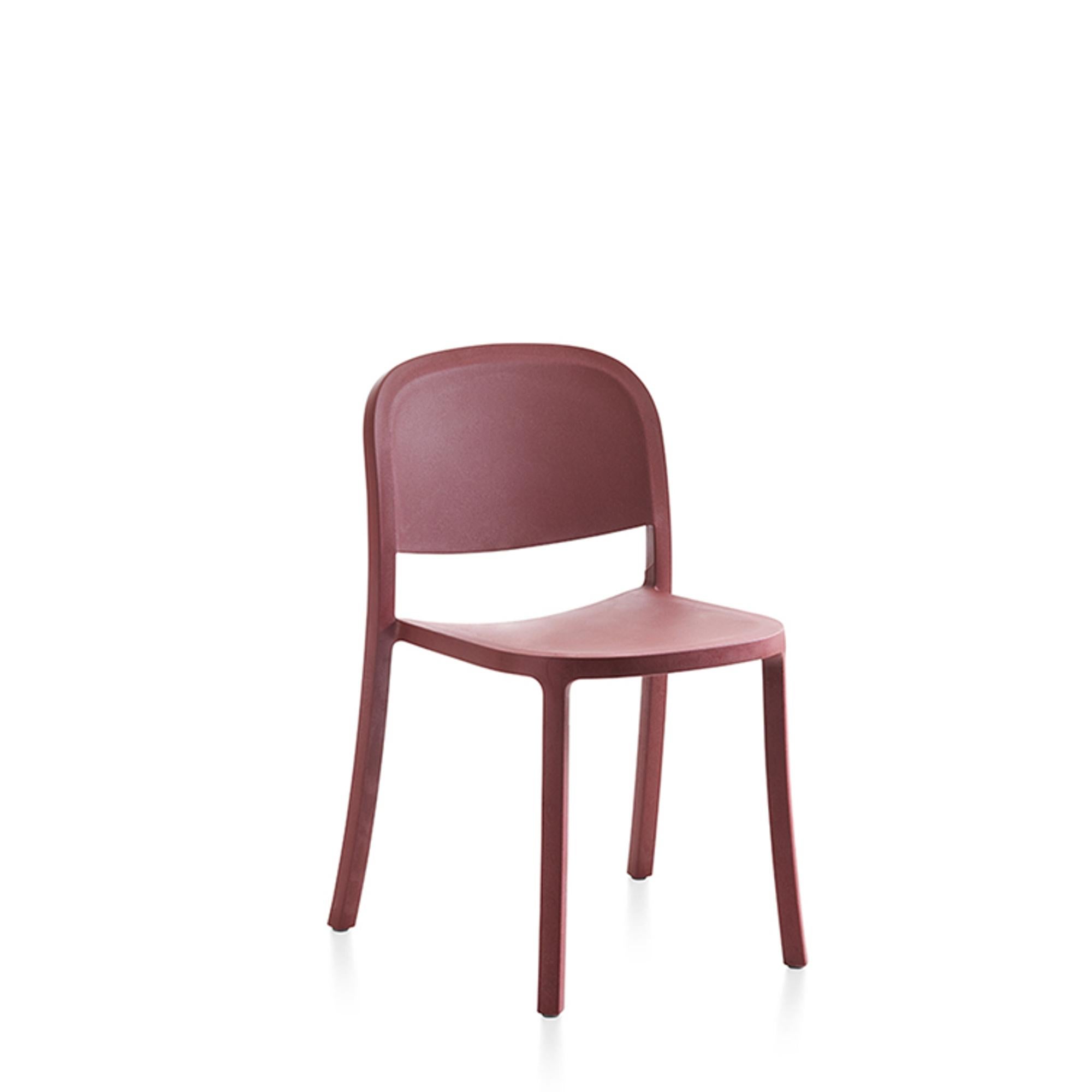 For the 1 Inch Reclaimed Jasper Morrison designed a one-piece mono-block stackable chair, that is useful and durable, engineered to meet the demands of high use environments, and suitable for both indoor and outdoor use in eight colors. Made with