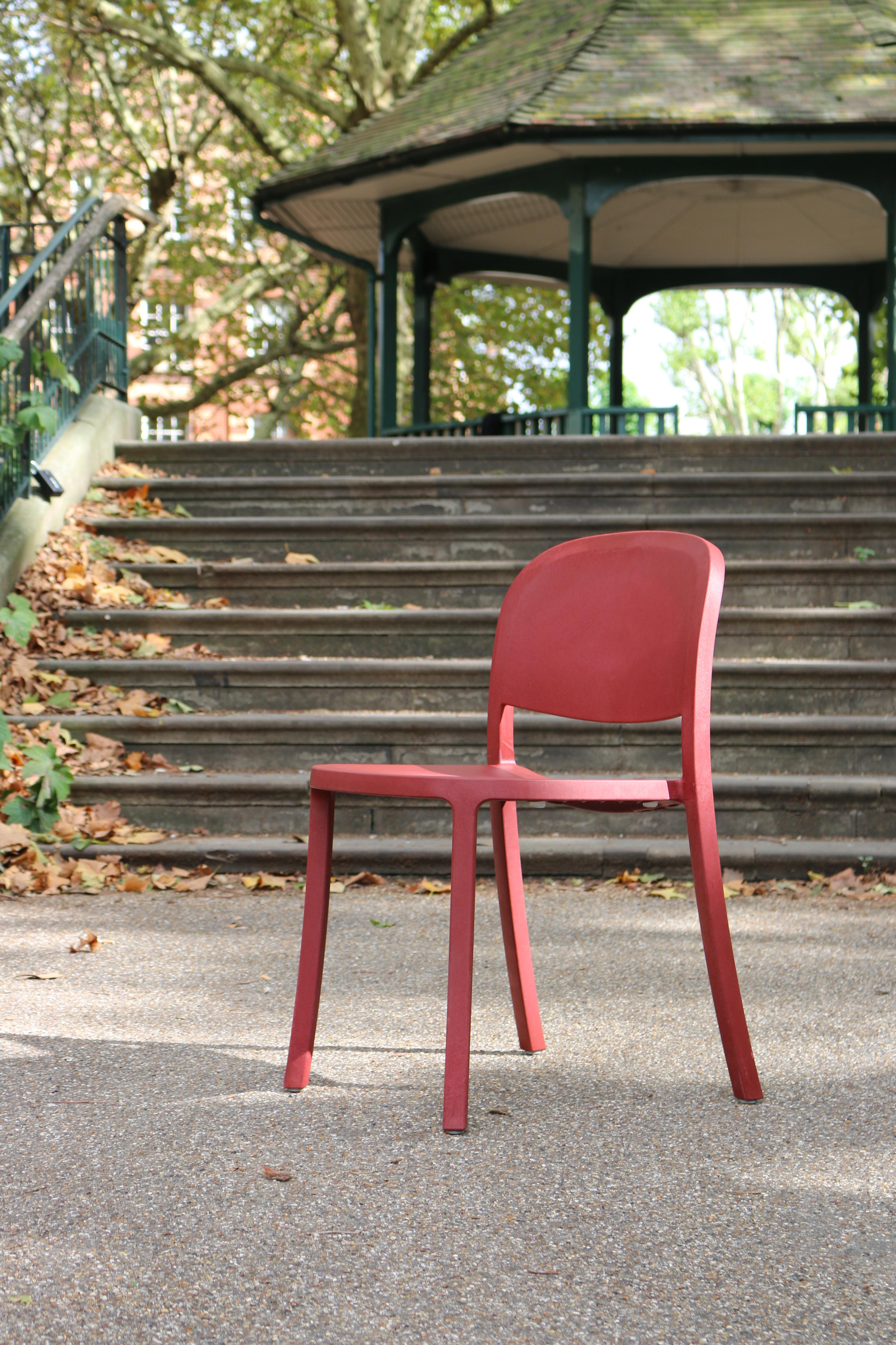 Emeco 1 Inch Reclaimed Chair in Bordeaux by Jasper Morrison For Sale 2