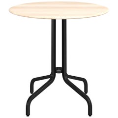 Emeco 1 Inch Round Cafe Table with Black Legs & Wood Top by Jasper Morrison