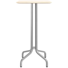 Emeco 1 Inch Small Bar Table with Aluminum Legs & Wood Top by Jasper Morrison