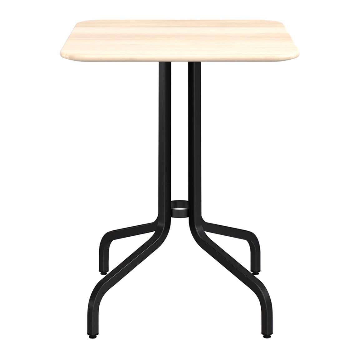 Emeco 1 Inch Small Cafe Table with Black Legs & Wood Top by Jasper Morrison For Sale